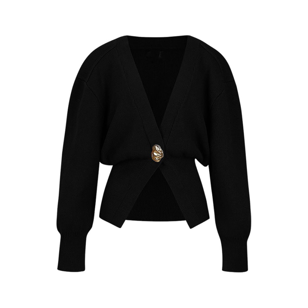 Strickjacke mit ungewöhnlichen Knöpfen