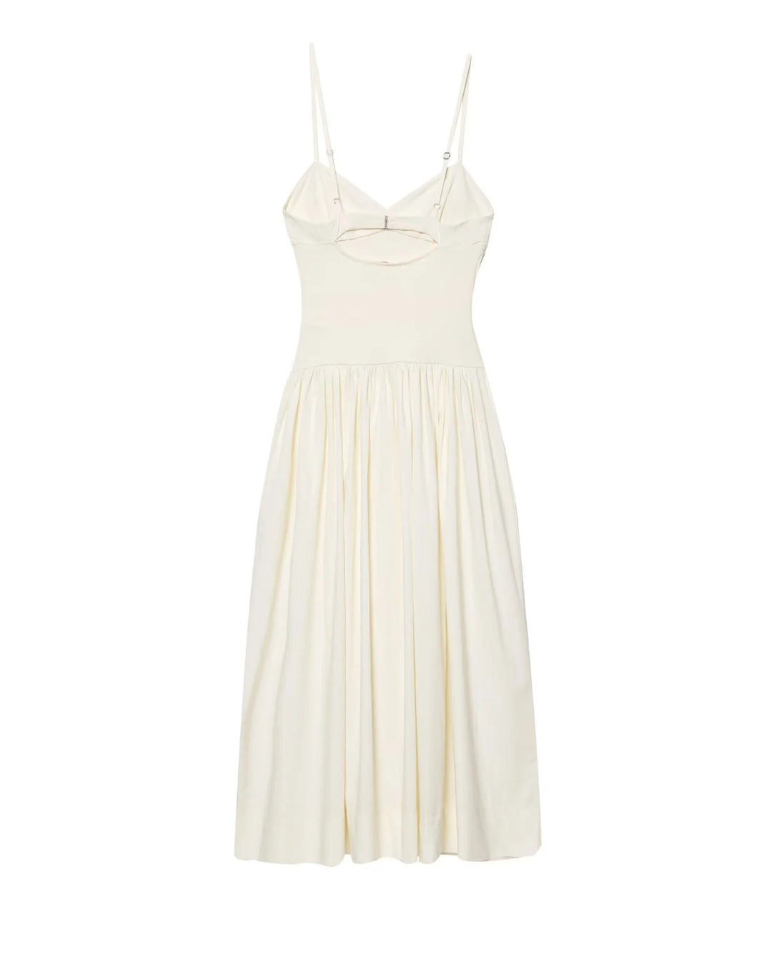 Elegantes weißes Kleid mit Glockenärmeln und niedriger Taille