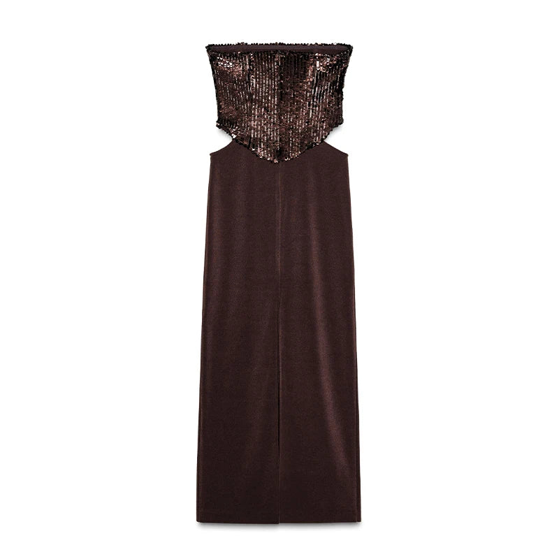 Midi-Kleid mit Pailletten-Patchwork