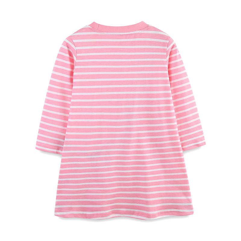 Little Maven Mädchen Langarm-Kleid mit Apfel-Applikation