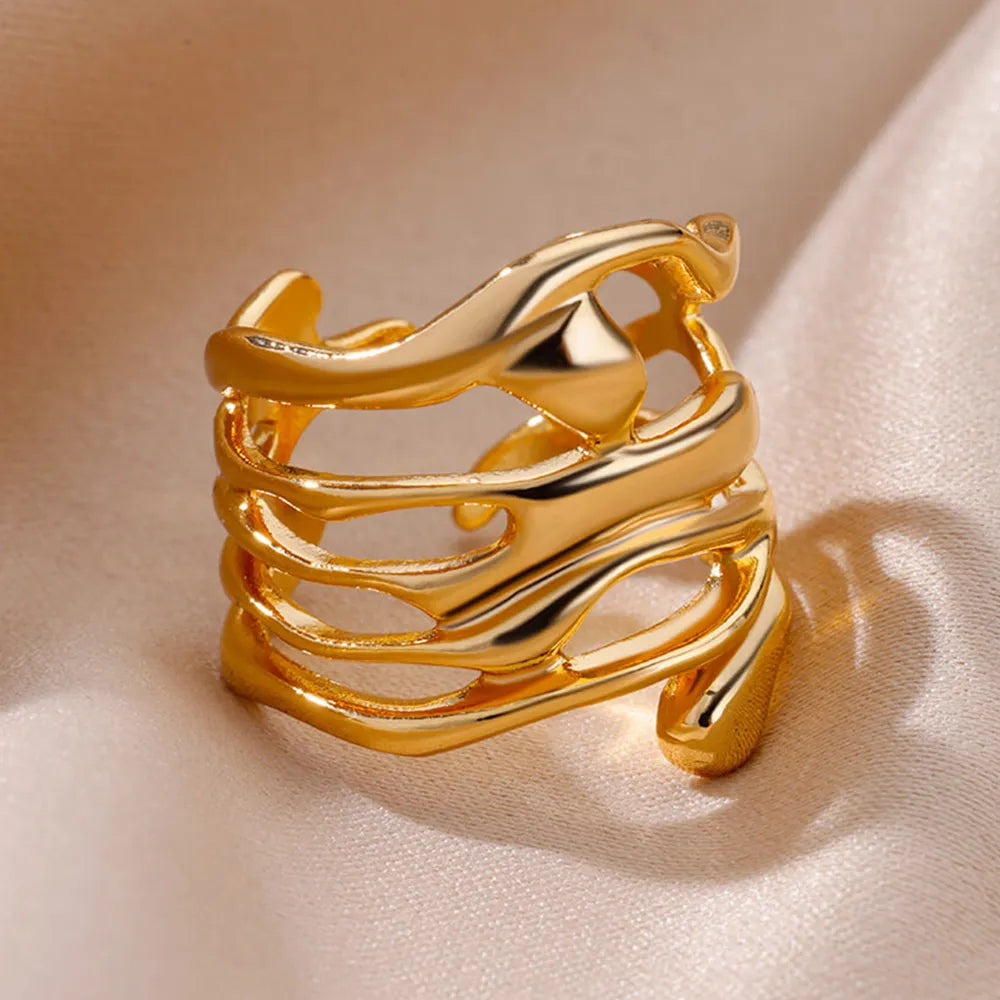 Vintage-Ring aus verstellbarem Edelstahl