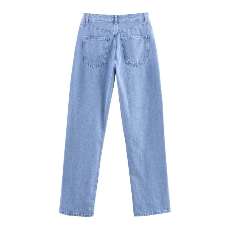 Patchwork-Jeans-Set mit Jacke und gerader Hose