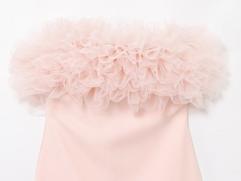 Trägerloses Rüschen Sommer-Minikleid