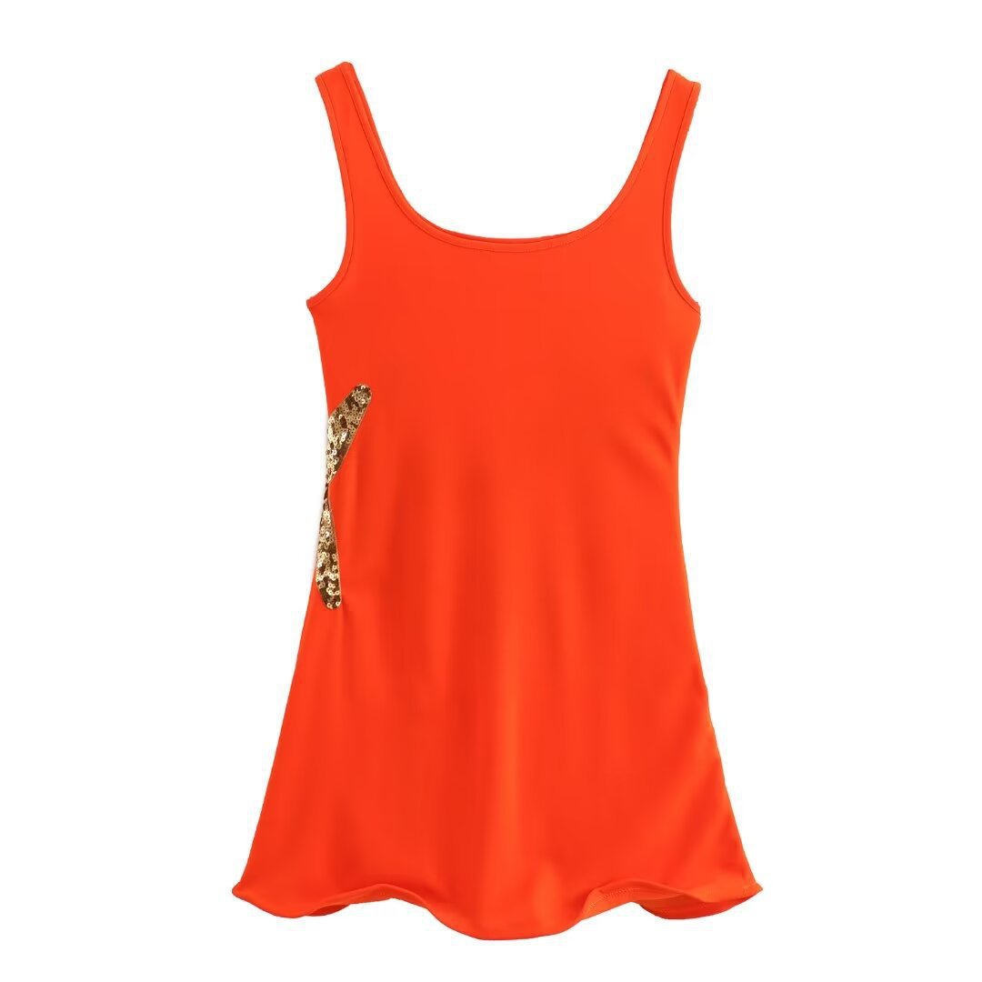 Elegant, figurbetontes Mini-Kleid mit Pailletten und eckigem Kragen