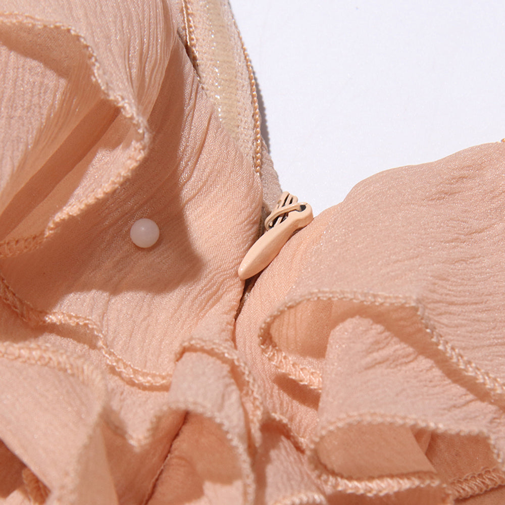 Modisches Minikleid mit One-Shoulder-Spitzenbesatz und V-Ausschnitt