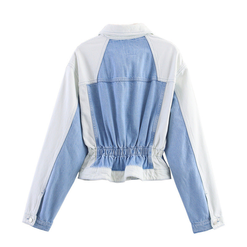 Patchwork-Jeans-Set mit Jacke und gerader Hose
