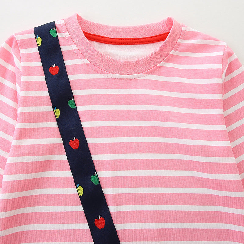 Little Maven Mädchen Langarm-Kleid mit Apfel-Applikation