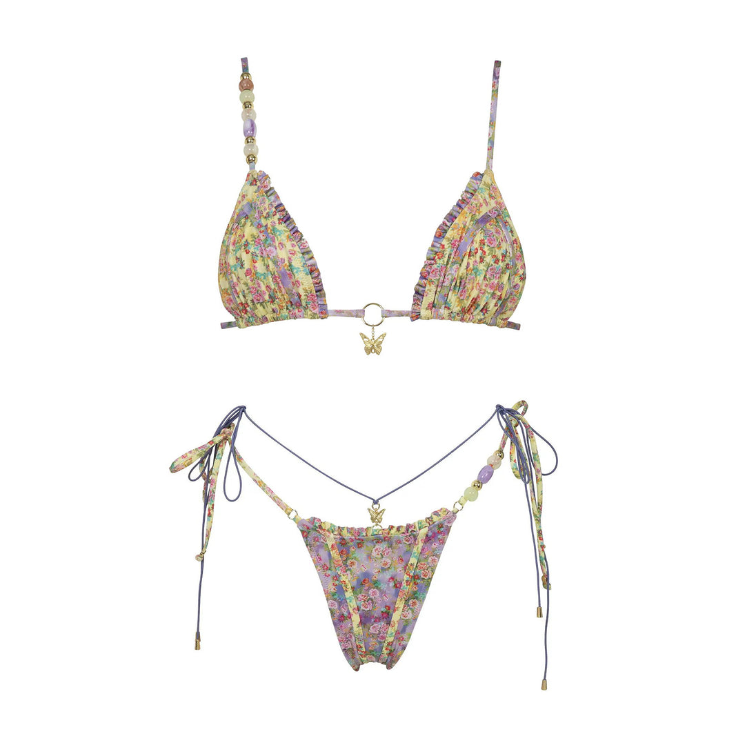 3-teiliges Bikini-Set mit Push-up und Strandhose
