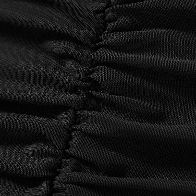 Elegantes Mesh-Maxikleid mit V-Ausschnitt und langen Ärmeln