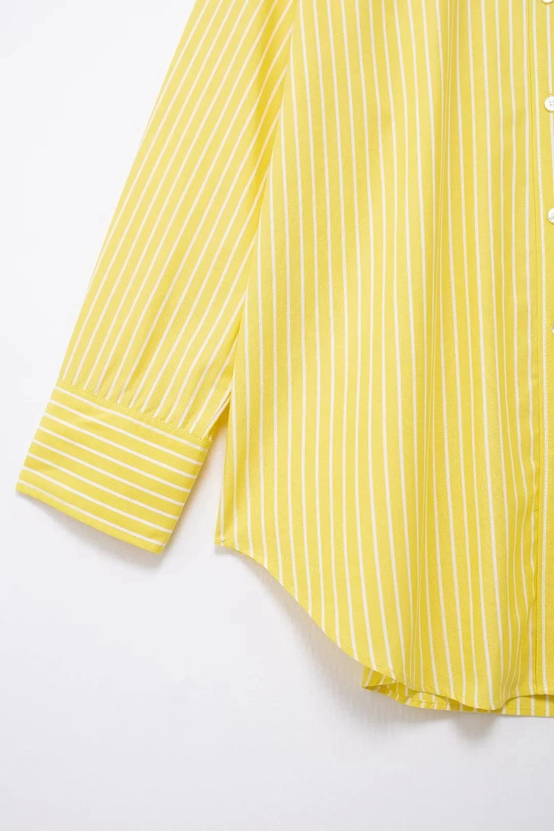 Gestreiftes Pyjama-Set mit losem Hemd und langer Hose