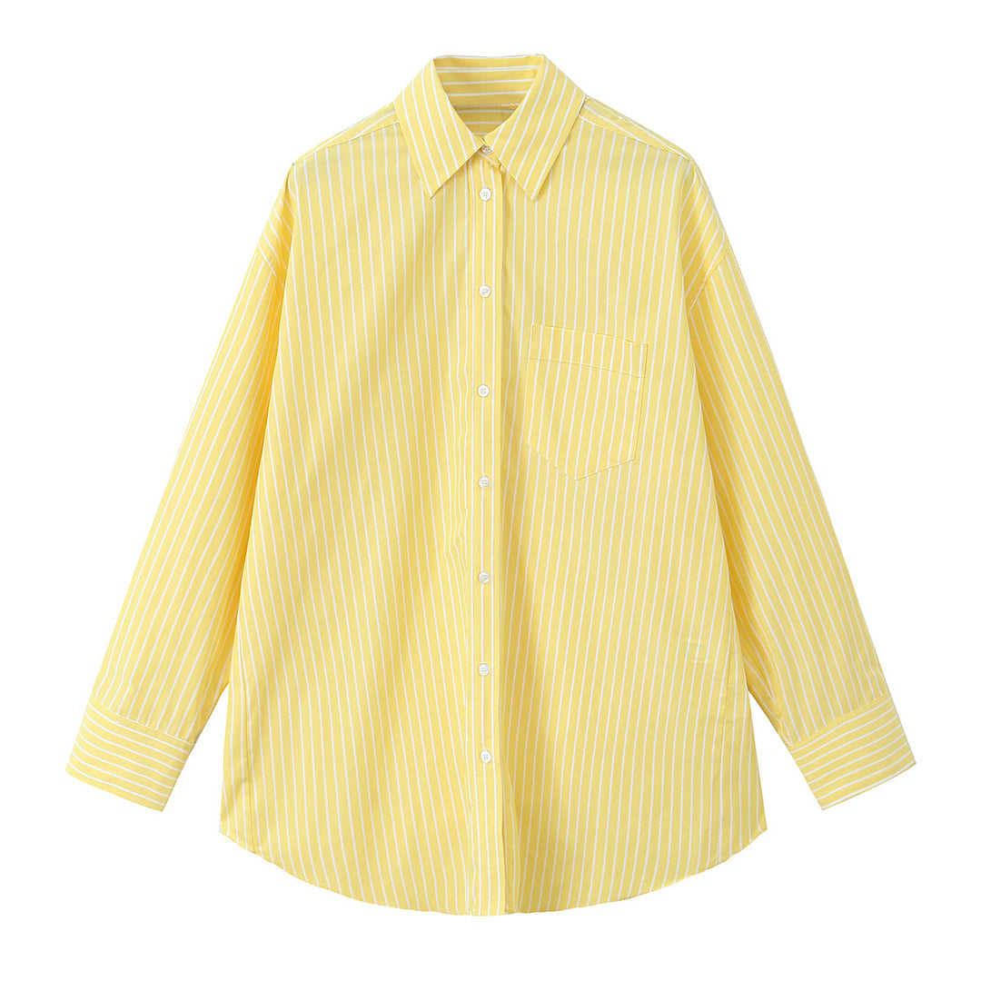 Gestreiftes Pyjama-Set mit losem Hemd und langer Hose