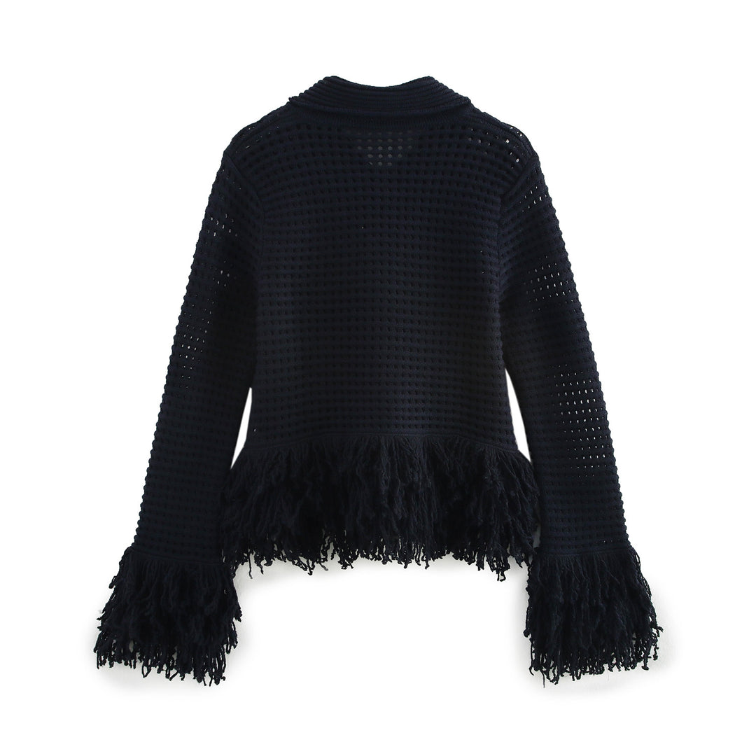 Gestricktes Set mit Jacke und Rock im Karomuster