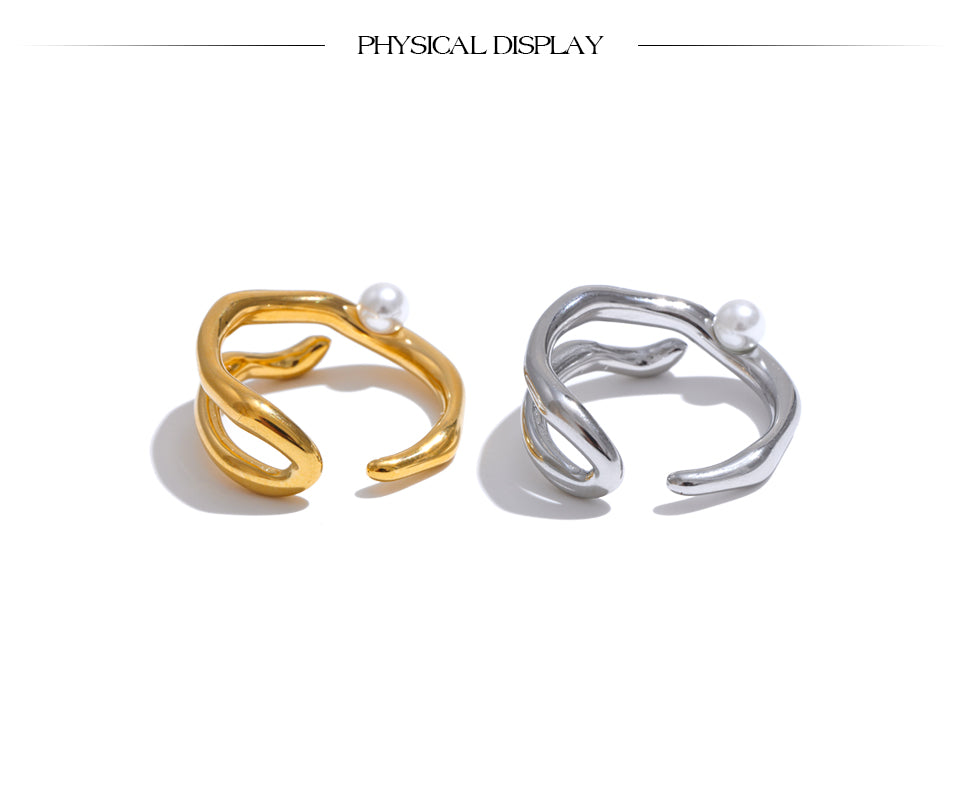 Geometrischer Ring mit Perle 