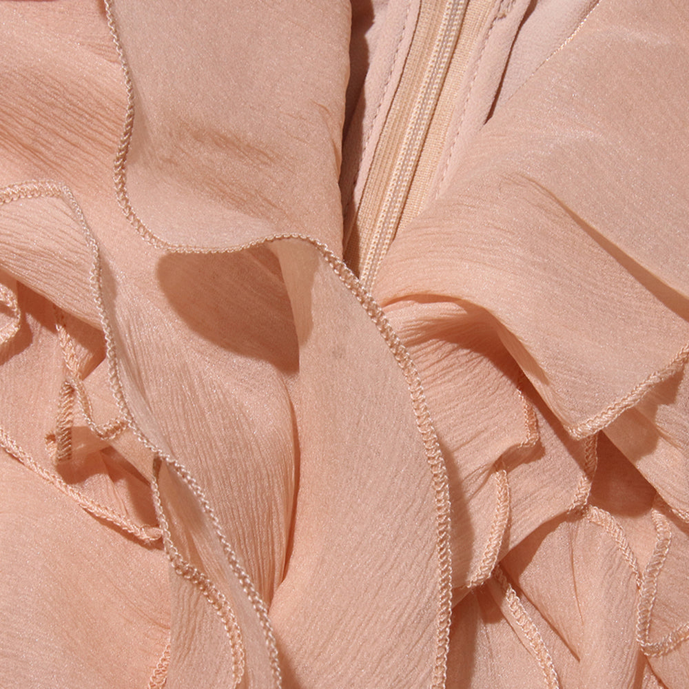 Modisches Minikleid mit One-Shoulder-Spitzenbesatz und V-Ausschnitt