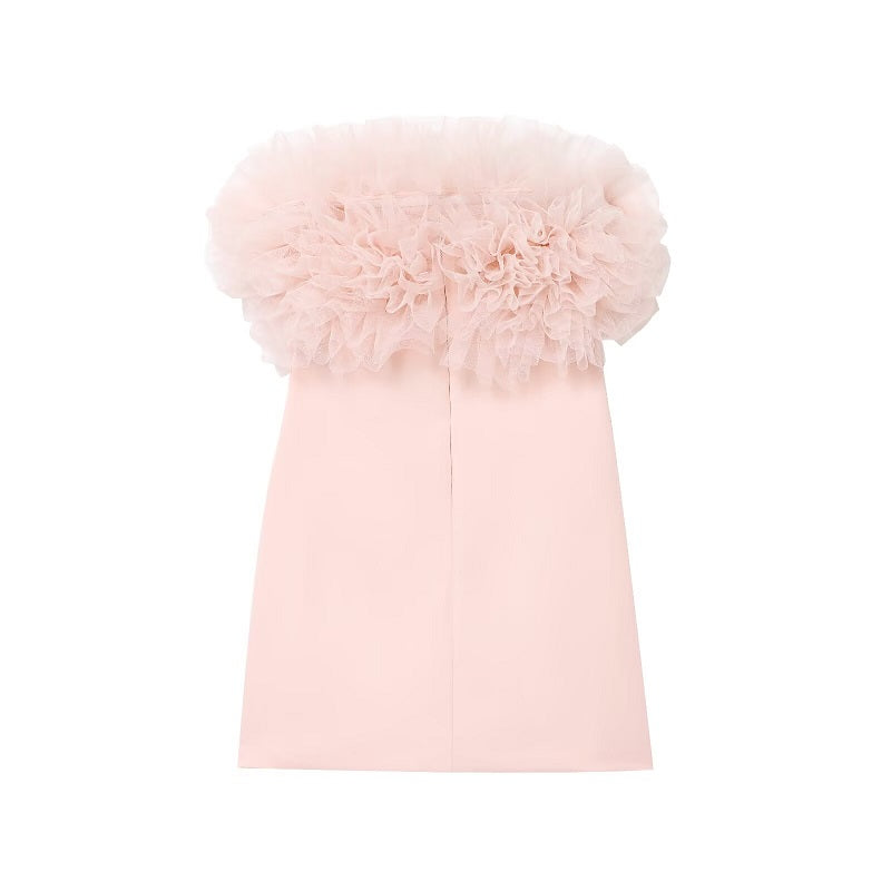 Trägerloses Rüschen Sommer-Minikleid