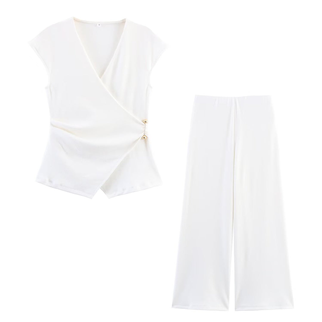 Modisches 2-teiliges Set mit Plissee-Top und Freizeithose