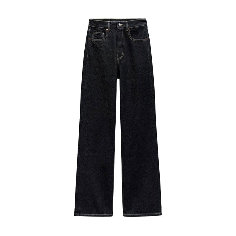 Zweiteiliger Vintage-Denim-Anzug mit Revers-Mantel und Jeans mit weitem Bein
