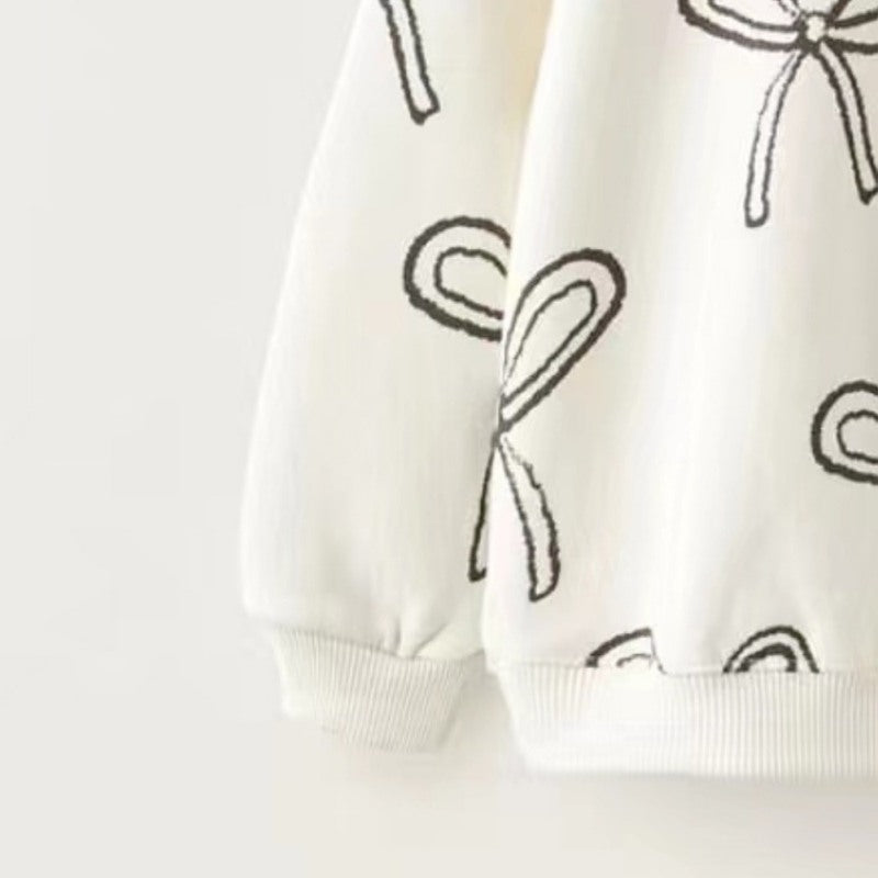 Mädchen Sweatshirt mit Blumen-, Bogen- und Segelboot-Muster