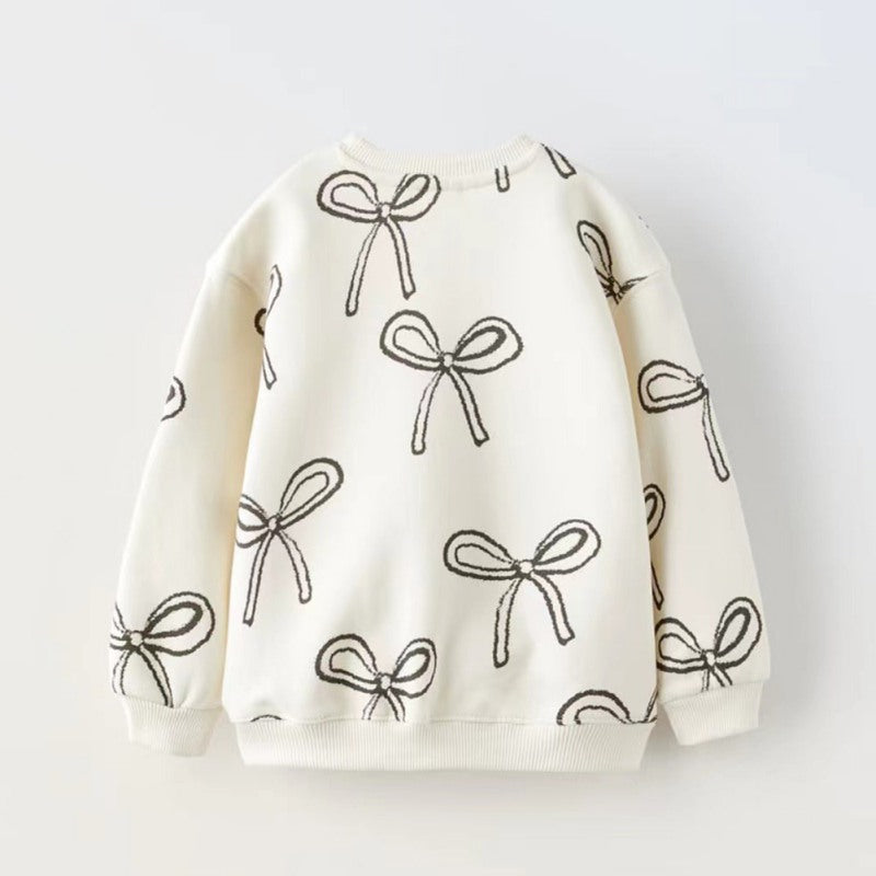 Mädchen Sweatshirt mit Blumen-, Bogen- und Segelboot-Muster