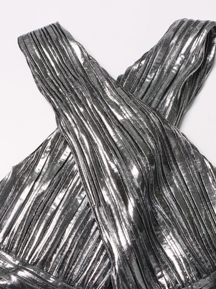 Kreuzmuster Faltenkleid