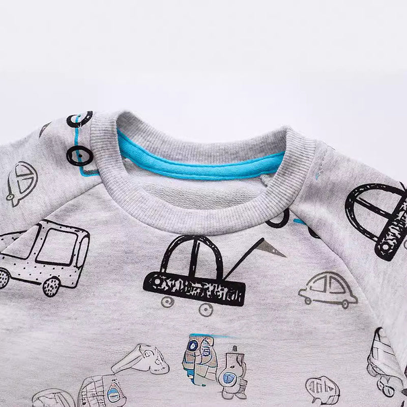 Little Maven Jungen Hoodie mit Cartoon-Fahrzeugen
