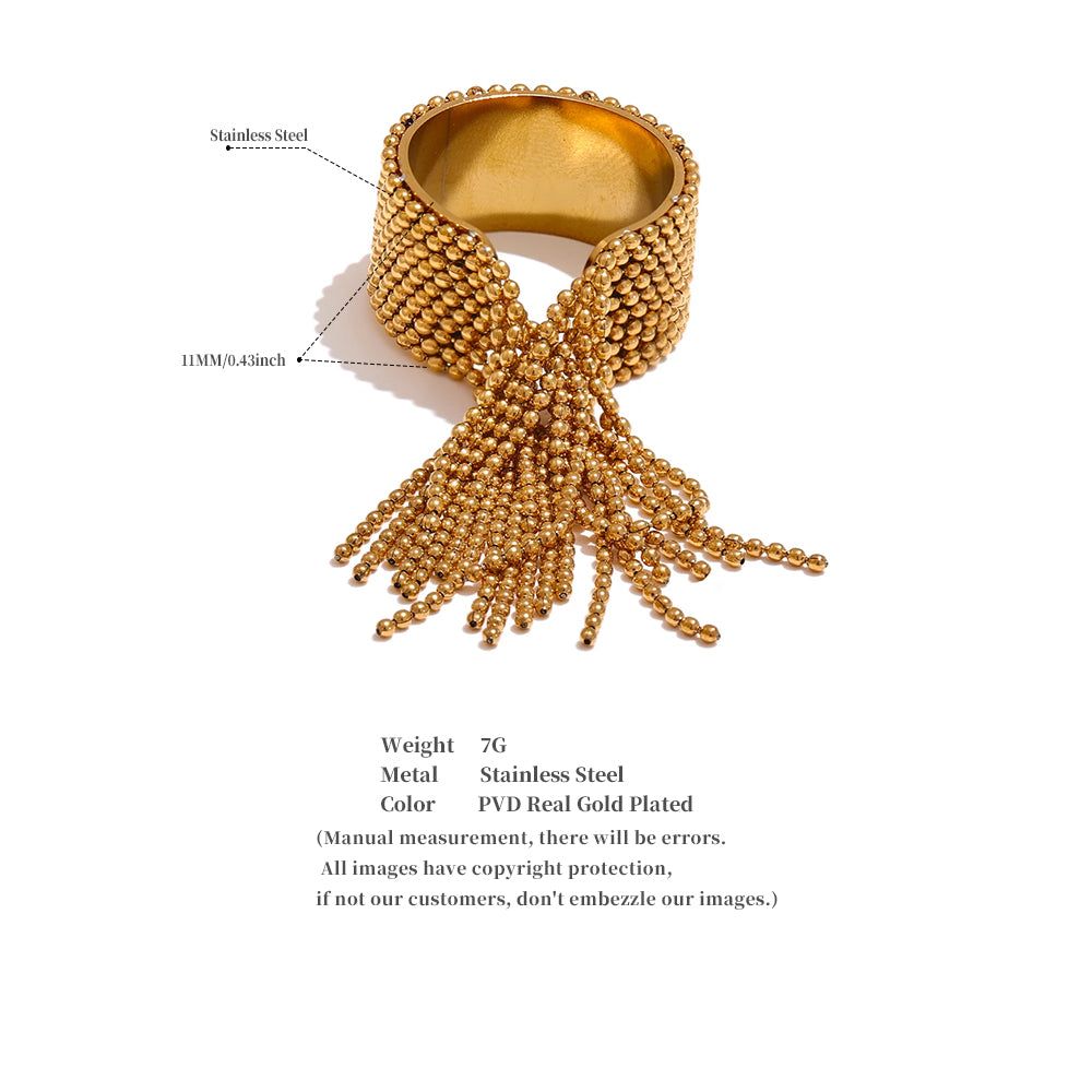 Statement-Ring mit Kette und Quaste