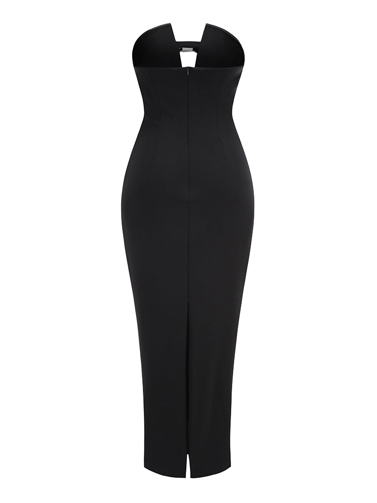 Schwarzes Abendkleid mit Schleife
