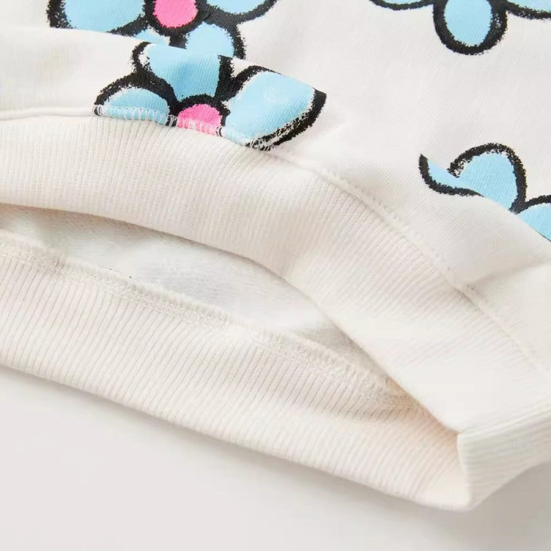 Mädchen Sweatshirt mit Blumen-, Bogen- und Segelboot-Muster