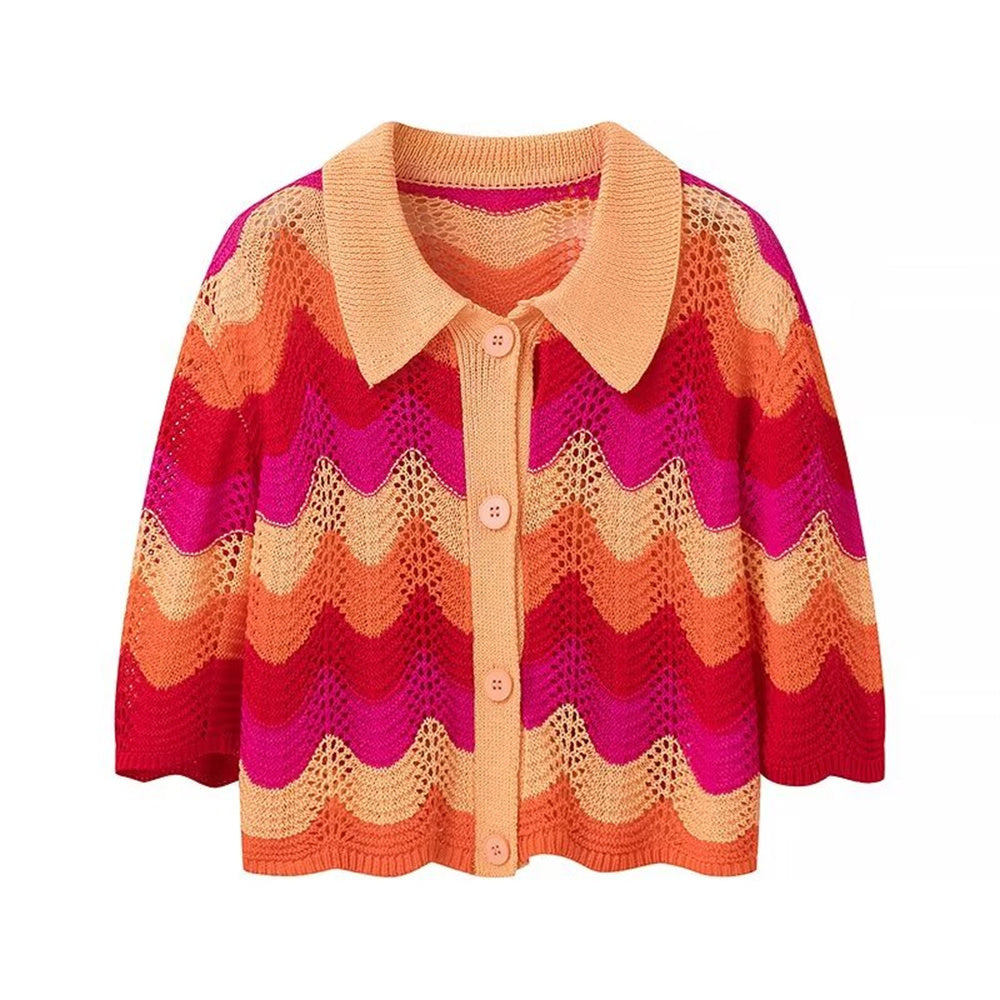 Gestricktes Set mit kurzem Pullover und Mesh-Rock
