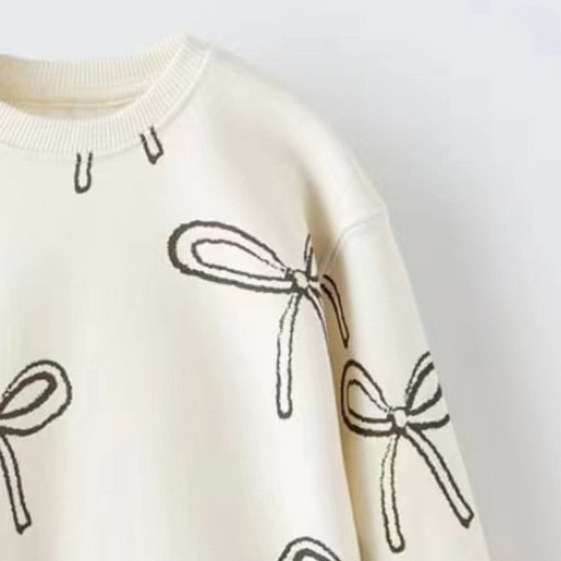 Mädchen Sweatshirt mit Blumen-, Bogen- und Segelboot-Muster