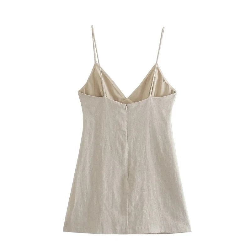 Flaches Vintage-Mini-Kleid mit dünnen Trägern
