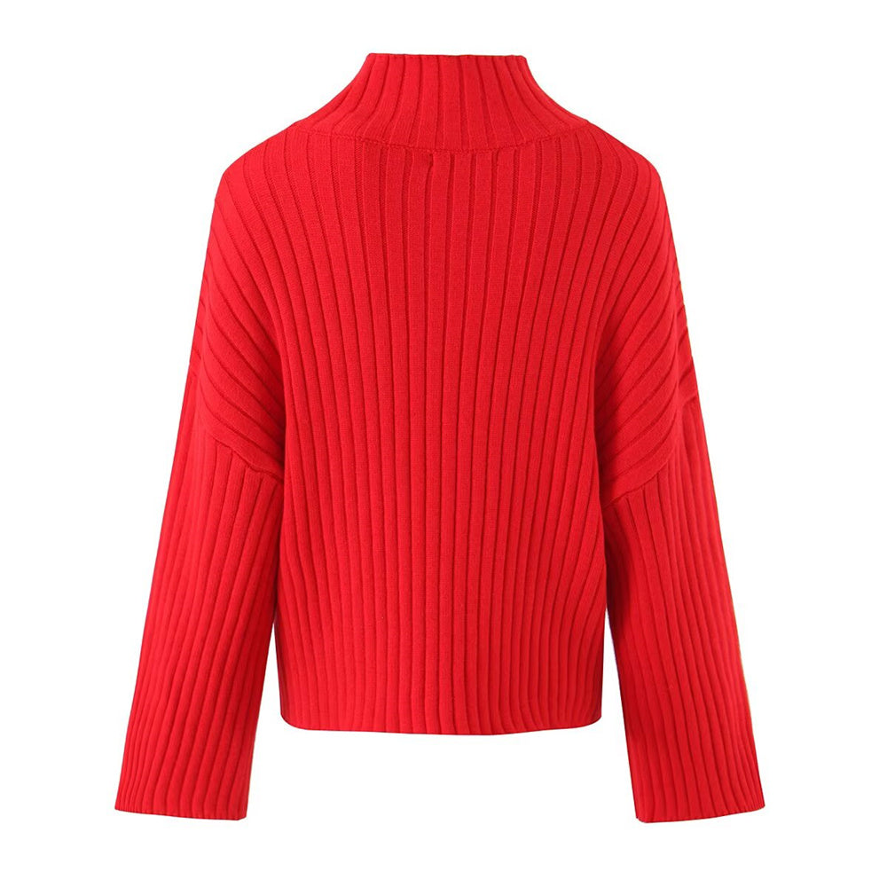 Zweiteiliges Set mit Pullover mit Stehkragen und Rock mit seitlichem Schlitz