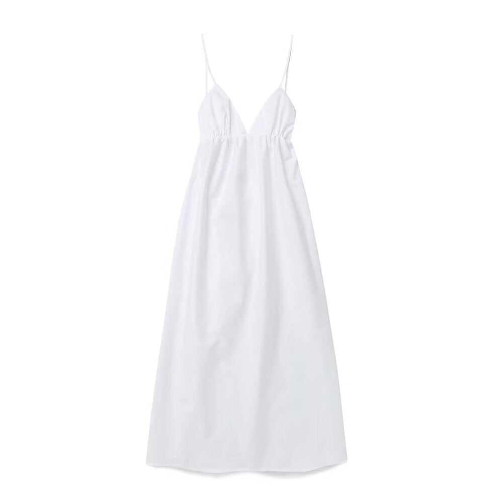 Leichtes Midi-Kleid aus Baumwolle mit V-Ausschnitt