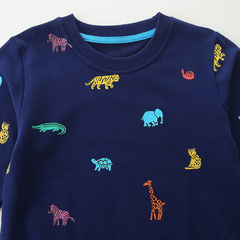 Little Maven Jungen Sweatshirt mit Cartoon-Tieren