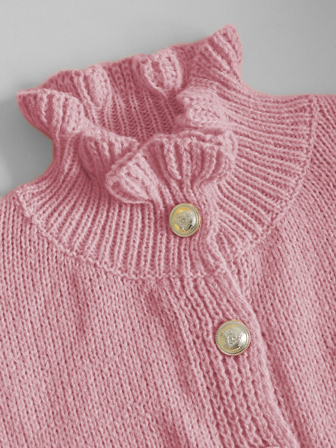 Rüschen-Cardigan mit Perlenknöpfen