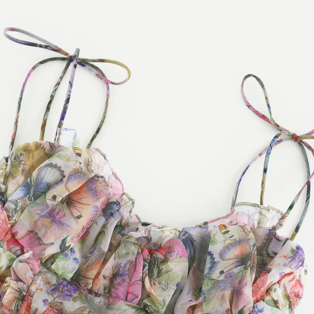 Süßes, schlankmachendes Tank-Kleid mit Blumenprint